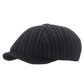 Casquette gavroche noire classique à rayures verticales blanches et design multi-panneaux - Réglable (57-60cm) / Noir