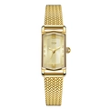 GEDI luxury women's vintage gold rectangular watch with mesh strap and wavy dial - Gold Case Gold Dial