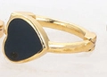 Minimalist golden ring with heart-shaped black enamel inlay for women and girls - Black