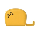 Cute yellow semi-circle cat ear coin purse with lychee grain texture and tail zipper - Yellow