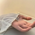 Minimalist silver H-shaped cutout ring for women with unique chain link design - Double Loop Hollow Letter H Ring (J2835)