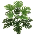 Artificial monstera plant with variegated green and white leaves in a black pot - Large 18-Head White Edge Monstera (Without Pot)