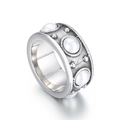 Anillo vintage de plata oxidada con perlas incrustadas en estilo de banda industrial - US 7 / Color Acero(KR106046-KC)