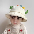 Cute beige baby dinosaur fisherman hat with green 3D cartoon spikes and small tail - 8 Months-3 Years (46-50cm) / 17 Beige (Dino Shape)