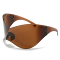 Occhiali da sole shield Y2K senza montura in marrone scuro traslucido dallo stile futuristico - Regolare / Marrone