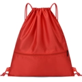 Red drawstring backpack with diamond grid texture and front zipper pocket for sports - Small (Daily) / Red