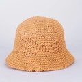 Minimalist summer straw bucket hat in sunset orange color for beach sun protection - M (56-58cm) / Orange