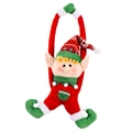 Fermatenda a forma di elfo di Natale in maglia rossa e verde con lunghe braccia appese - Elfo Maschio (J-JY77)