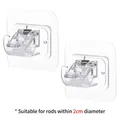 Supports adhésifs pour tringles à rideaux jusqu'à 2cm, crochets muraux transparents - 2 Pièces/Ensemble / Transparent