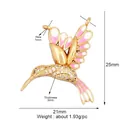 Ciondolo a forma di colibrì con smalto rosa e bianco e zirconi in finitura dorata - Colibrì in Smalto Rosa e Bianco