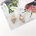 Rose gold seashell alloy pendant with hanging ring for DIY jewelry making and crafts - Ocean Conch / 9x19mm