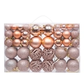 Set of 100 rose gold Christmas balls in matte and glitter finishes in a clear box - 100pcs Pack / Rose Gold