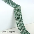 Strands of natural green grass jade gemstone beads in 2x4mm flat disc spacers shape - 2x4mm Spacer Beads (Approx. 150 Beads/Strand) / Green Spot Jade