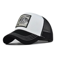 Classic black and white trucker hat featuring a zebra stripe embroidery patch for outdoor sports - Adjustable / Black and White-Zebra Embroidery (25)