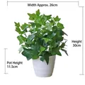 Artificial green ivy plant in white textured pot, height 30cm and width 26cm - Large Pot + Green Sweet Potato Leaf