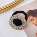 Elastico per capelli nero con doppia fila di strass luccicanti per coda di cavallo - Rotondo