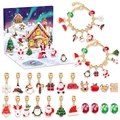 Christmas advent calendar jewelry set with two gold bracelets and 24 festive charms - M-23 (Santa Claus)
