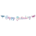 Striscione Happy Birthday acquerello con libellule per feste a tema insetti - Striscione Happy Birthday