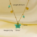 Collana elegante in acciaio inossidabile dorato con pendente a stella in pietra azzurra - Amazzonite