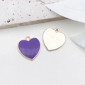 Purple enamel and gold-plated heart-shaped pendant for jewelry and DIY crafts - Big Heart (17x19mm)