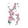 Pink cherry blossom temporary tattoo stickers with floral petals, model LY-016 - Hand-painted Cherry Blossom Branch Style (LY016)