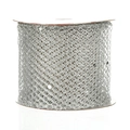 Nastro natalizio argento glitterato con trama a nido d'ape per decorazioni classiche - 6.3cm (9 Metri/Rotolo) / Argento
