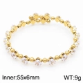 Gold-plated stainless steel bangle with square cubic zirconia stones, size 55x6mm - White (KB169607-GG)