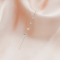 Silver minimalist ear crawler with four gradient cubic zirconia stones on silk - Graduated Stones Style (DZ-646)