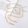 Golden crossbody metal chain strap with white enamel flowers and pearl accents - K3221 Detachable Metal Smiley Chain White / Long Style
