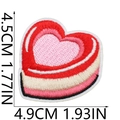 Detail of heart embroidered patch with red gradient stitching and exact size dimensions - Gradient Heart (No. 22)