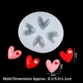Translucent heart silicone mold for DIY crafts with 2cm red and pink finished examples - Style 3