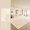 Waterproof cream beige geometric carpet with scratch-resistant and antibacterial fabric - S Persian Velvet - Morning Glory / 120×160cm [brand New Waterproof Fabric]