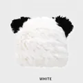 Weiße Panda Plüschmütze mit schwarzen 3D-Ohren und warmem Kunstfell-Stoff - M (54-58cm) / Weiß (Panda-Stil)