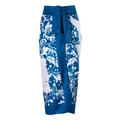 Blue floral sarong wrap skirt with high-waist front tie design and botanical patterns - One Size / Blue Skirt
