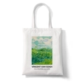Van Gogh Green Wheat Fields print on a white canvas tote bag with artist typography - Green Wheat Field with Cypress (STD1868-L)
