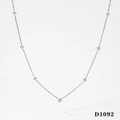 Elegant silver zircon necklace featuring small clear stone pendants on a fine chain D1092 - Silver Necklace (D1092)