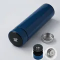 Navy blue 500ml stainless steel smart bottle with LED temperature display and tea infuser - Replaceable Battery Smart Series / Klein Blue