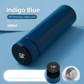 Navy blue 500ml stainless steel smart bottle with LED temperature display and tea infuser - Replaceable Battery Smart Series / Klein Blue