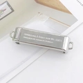 Sleek silver metal phone strap accessory with Good Luck engraving and polished finish - D2180 Single Letter Clip