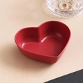 Red heart-shaped wheat straw seasoning dish with textured finish for dipping - Dark Red