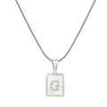 Silver snake chain necklace featuring a white shell rectangular pendant with letter G - Silver G (With Chain)