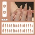 Unghie finte a mandorla lunghe nude traslucide, set da 30 pezzi stile R918 - Lunga Forma a Mandorla (Con Colla) / Gelatina Nude Trasparente Ghiaccio (R918)