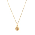 Titanium steel gold necklace with water drop hammered pendant and pink gemstone - October