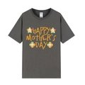 Dark gray cotton Mother's Day t-shirt featuring Happy Mother's Day print design - Dark Gray (Sunflower)