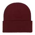 Classic deep wine red knitted beanie cap for men and women in soft acrylic fabric - One Size / Dark Wine Red