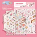 3D DIY stickers set in pink dormitory theme with PET decorative furniture and rabbit patterns - Simno 8.0 Pink Dormitory