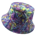 Tie-dye reversible bucket hat featuring vibrant street graffiti abstract art print - 58cm / Multicolor Abstract Pattern