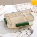 Portapranzo beige portatile con clip verdi e coperchio trasparente su marmo - Verde