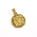 Golden embossed round pendant with hollow patterns and a letter Y center charm - Letter Y Style (Y-Single Pendant)
