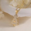 Elegant 18K gold plated Christmas tree pendant necklace with sparkling zircons for women - Gold Sparkle Christmas Tree Style(24736)